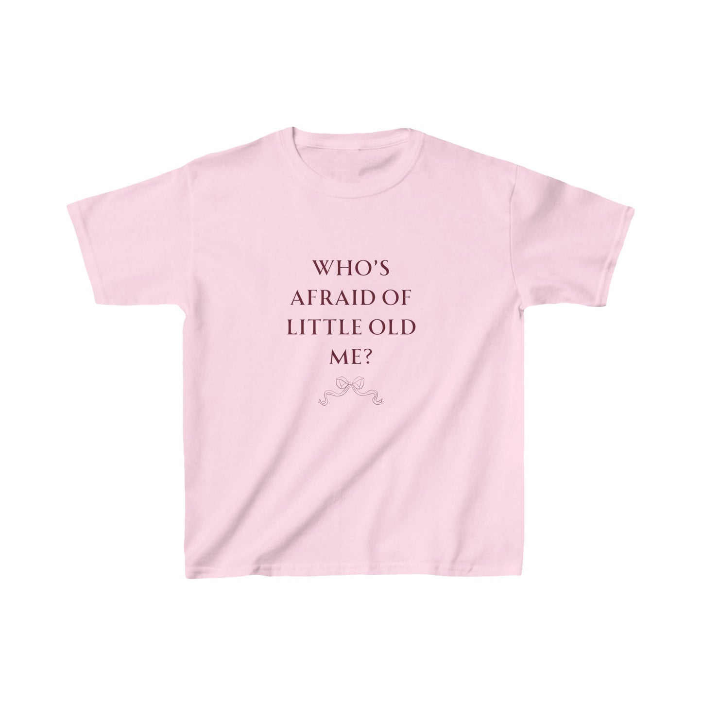 whos afraid of little old me bow baby tee