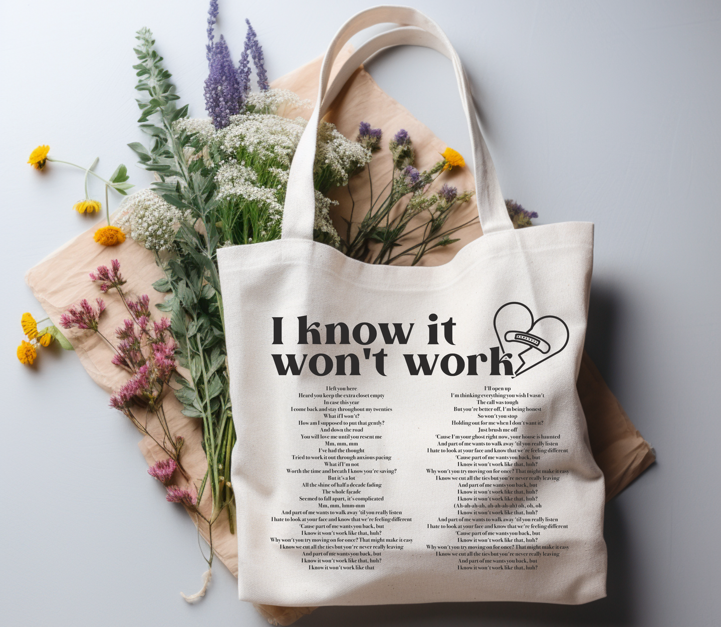 i know it won't work lyrics totebag