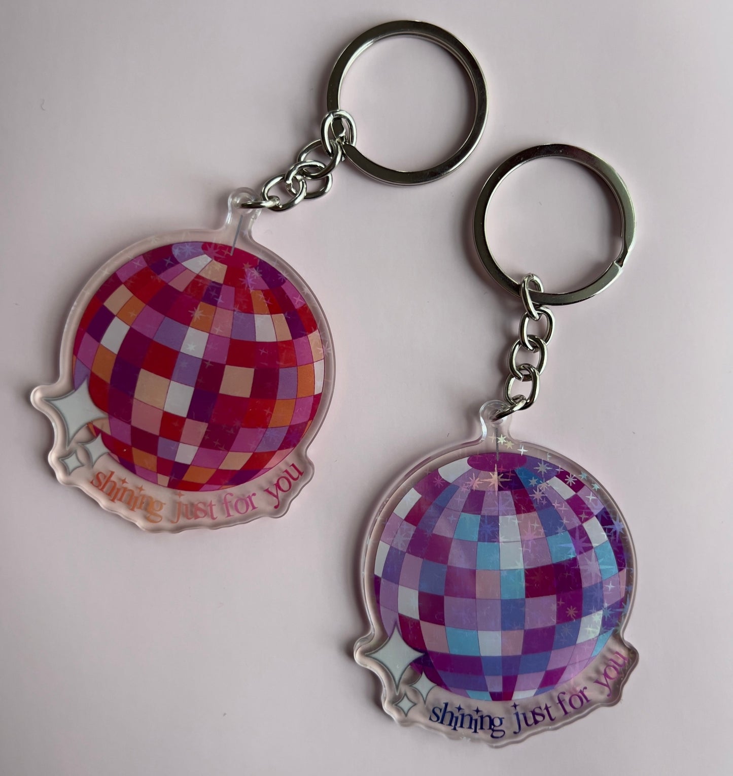 mirrorball sparkly keychain